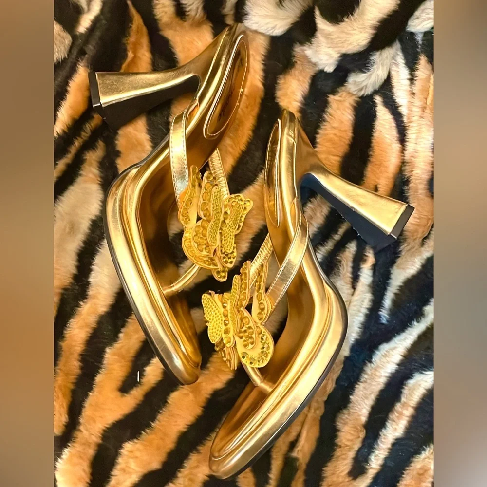 🌟🦋Lemonade Butterfly Flip Flop Heels Y2K🦋🌟 - Picture 1 of 3